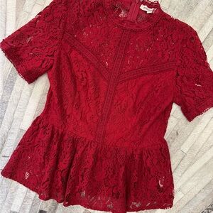Jealous Tomato Crimson Lace Blouse